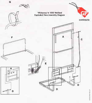 Click here to view a full-size printable version - 'Wiskaway'® 1000 Wallbed assembly diagram