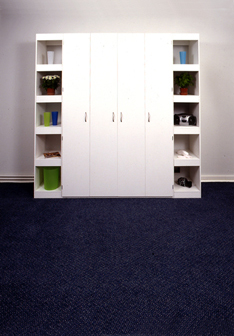 'Wiskaway'® 1000 Wallbed in DC4P Cupboard Surround, with SU Open Shelf Units on either side - closed