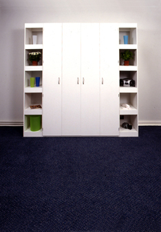 'Wiskaway'® 1000 Wallbed in DC4P Cupboard Surround, with SU Open Shelf Units on either side - closed