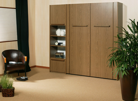 Double 'Wiskaway'® 7500 Wallbed with 7700 Shelf Unit - folded away