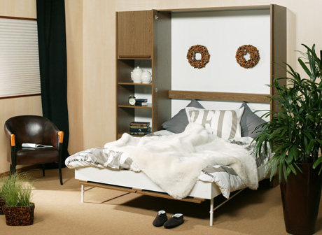 Double 'Wiskaway'® 7500 Wallbed with 7700 Shelf Unit - folded down